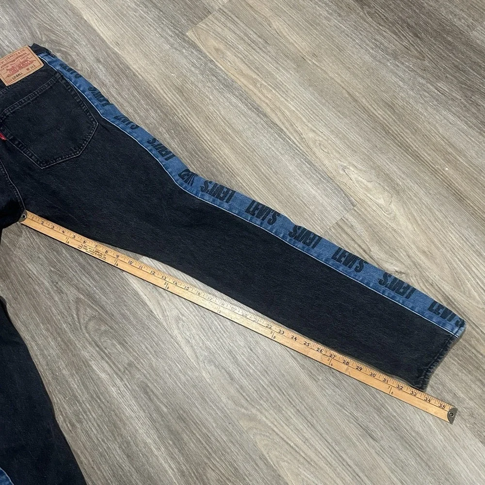 Levis Lo-Ball Stack Jeans Mens 36x34 Black‎ Denim Slim Tapered Leg Warp Stretch